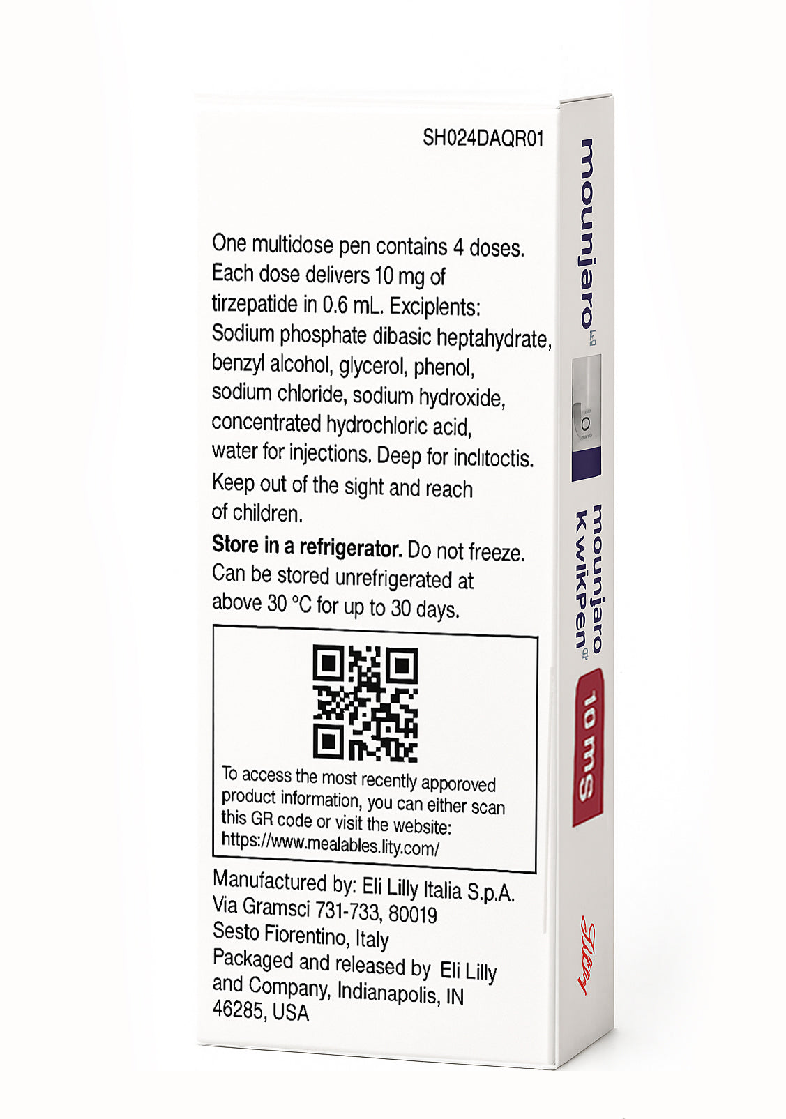 Mounjaro KwikPen Tirzepatide 10 mg/0.6ml, Four-Dose Pre-Filled Injection Pen For Subcutaneous Injection